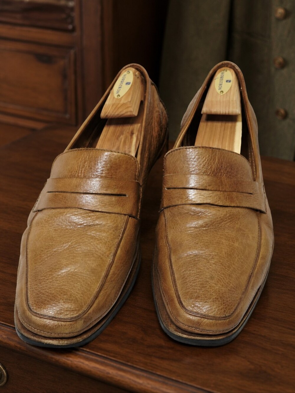 Sandro Moscoloni Brown Leather Penny Loafers 12 EEE